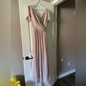 Taupe Harper Chiffon Bridesmaid Dress - Revelry